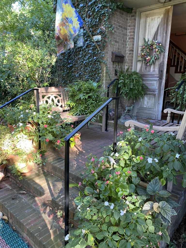 black handrail for stairs made from custom metal fabrication in nashville